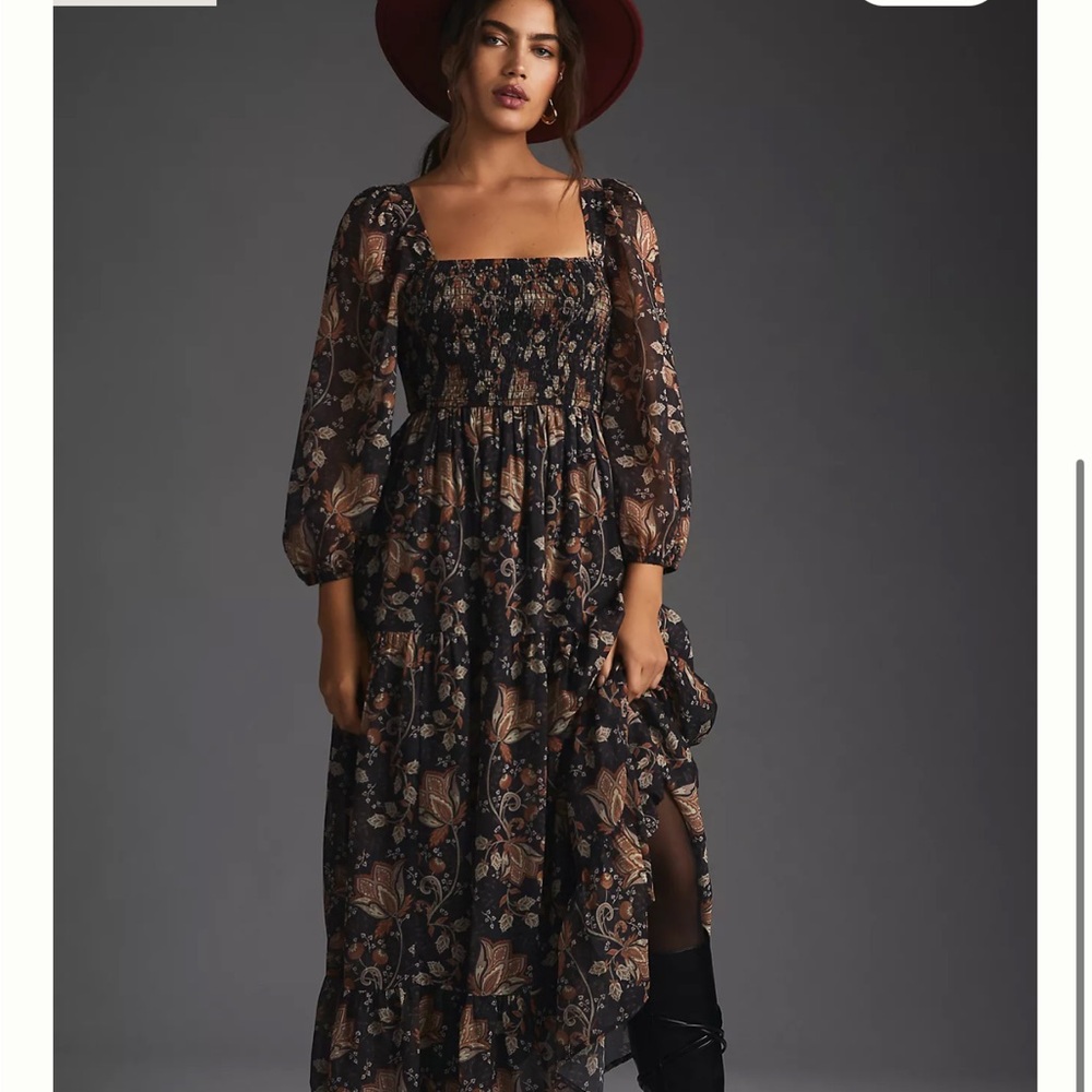Let Me Be Square-Neck Smocked Maxi Dress
